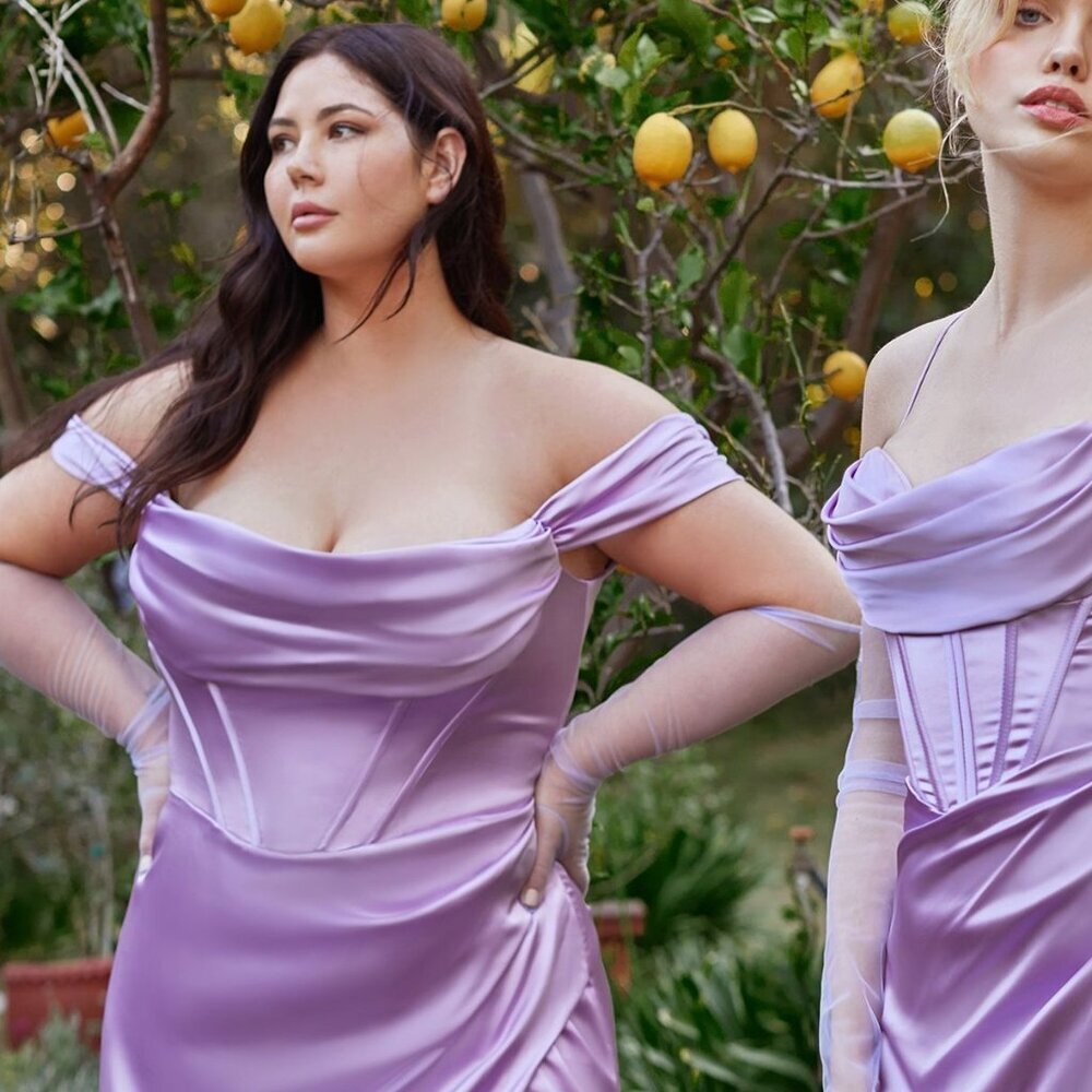 NEW LONG SHEATH OFF SHOULDER SLEEVELESS SATIN DRESS WITH ZIPPER BACK CD 7492C